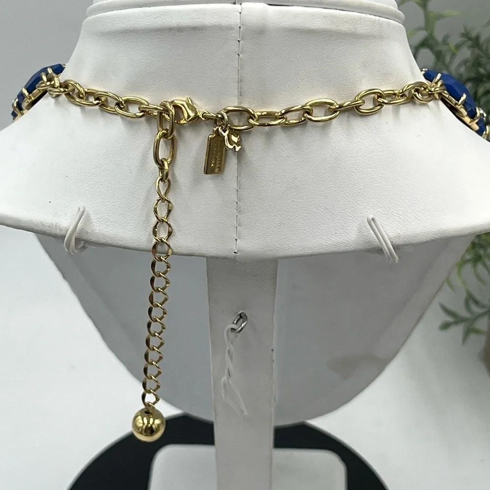 Kate Spade Blue Lapis Lazuli‎ Quarry Gems Double Statement Gold Plated Necklace